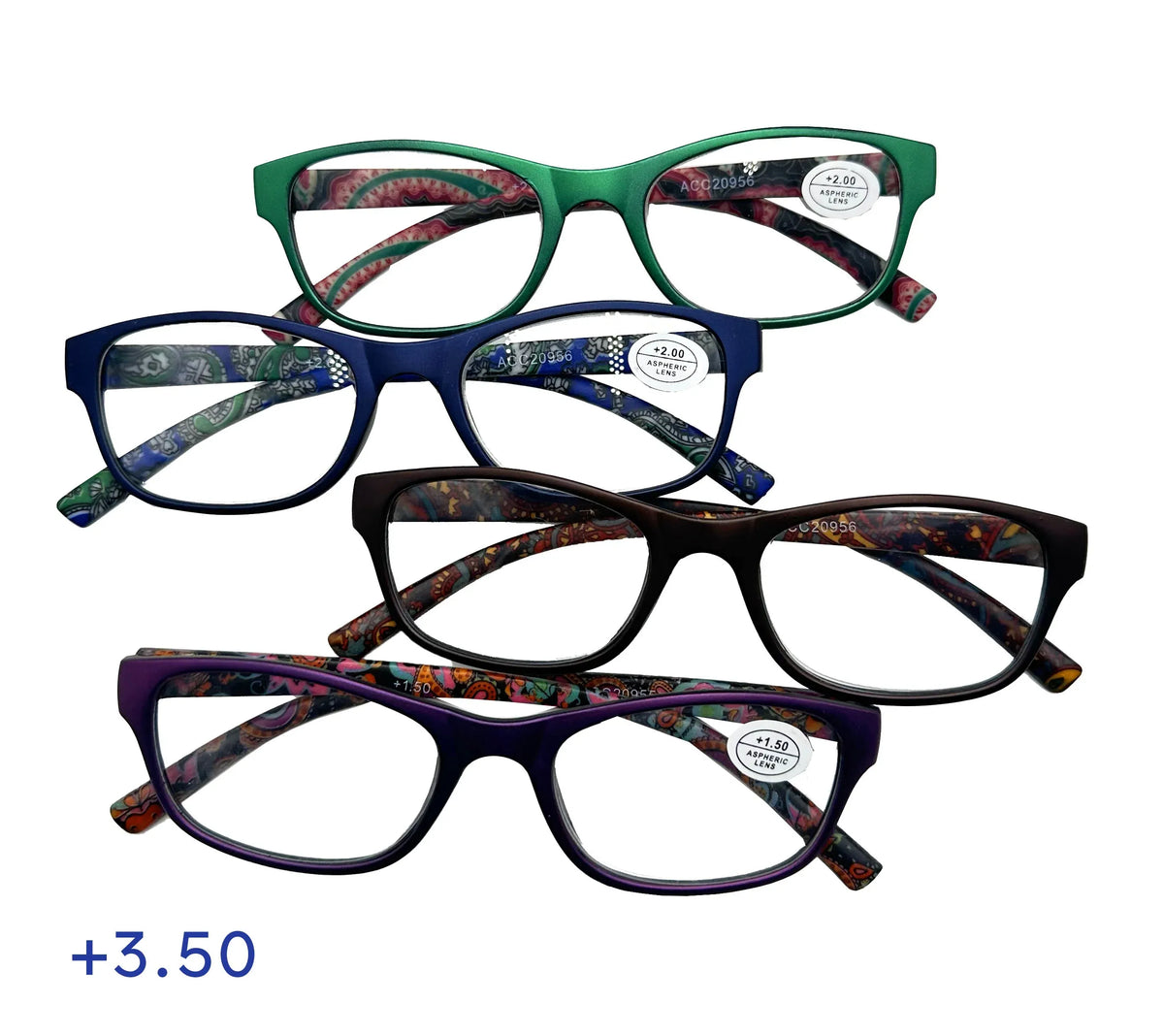 Bulk 24 Paisley Print Reading Glasses +3.5