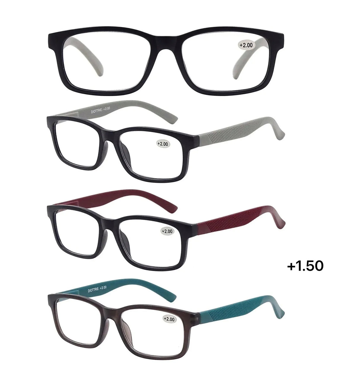 Bulk 24 Stylish Reading Glasses +1.50 Spring Hinge