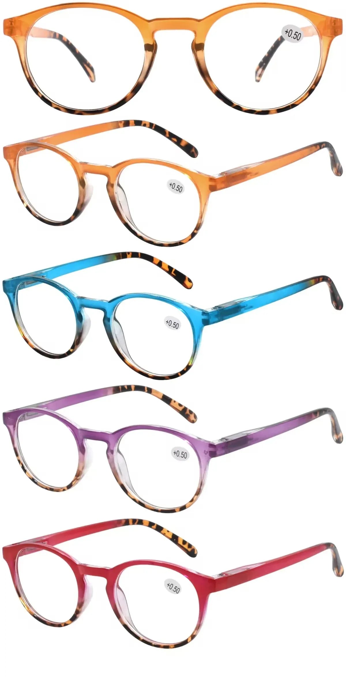 Bulk 24 Tortoiseshell & Bright Reading Glasses +2.50 Spring Hinge