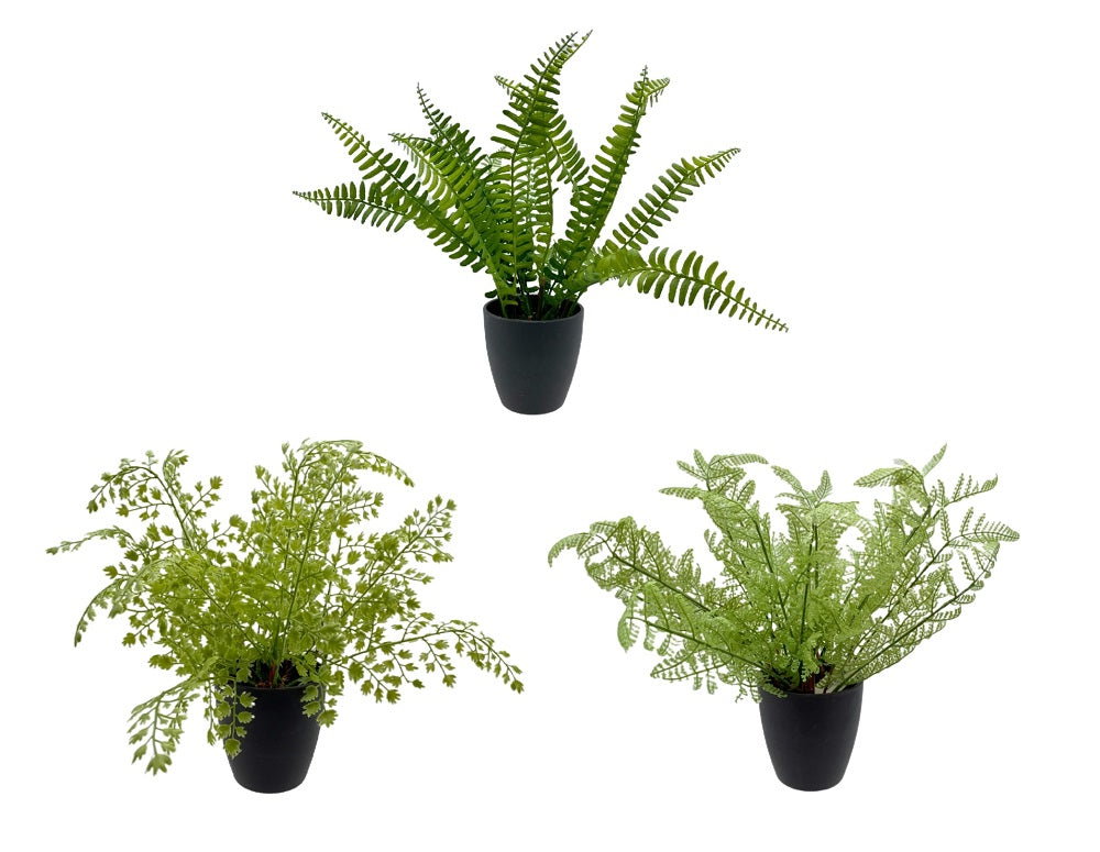 Artificial Flowers & Plants: Set 3 Artificial Greenery in Pot Assort 21cm