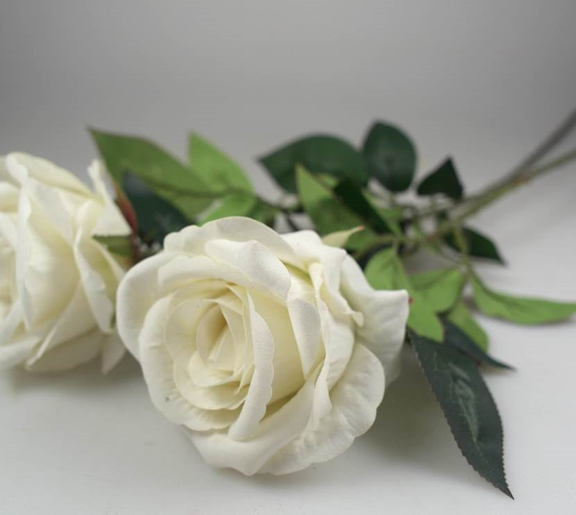 Artificial Flowers & Plants: bulk 24 Articial Single Stem Rose White 62cm