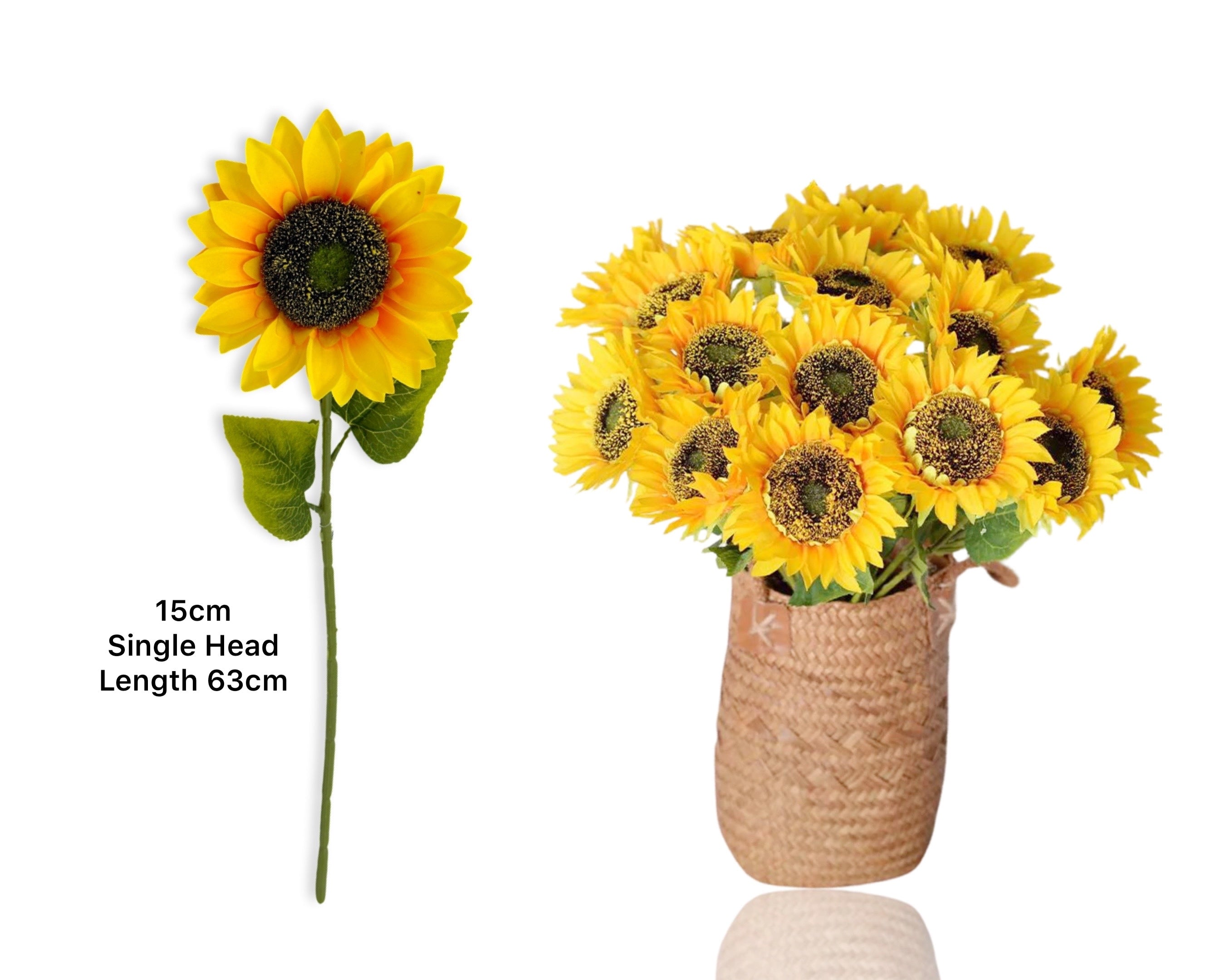 Artificial Flowers & Plants: bulk 24 Artificial Sunflower Single Head 63cm