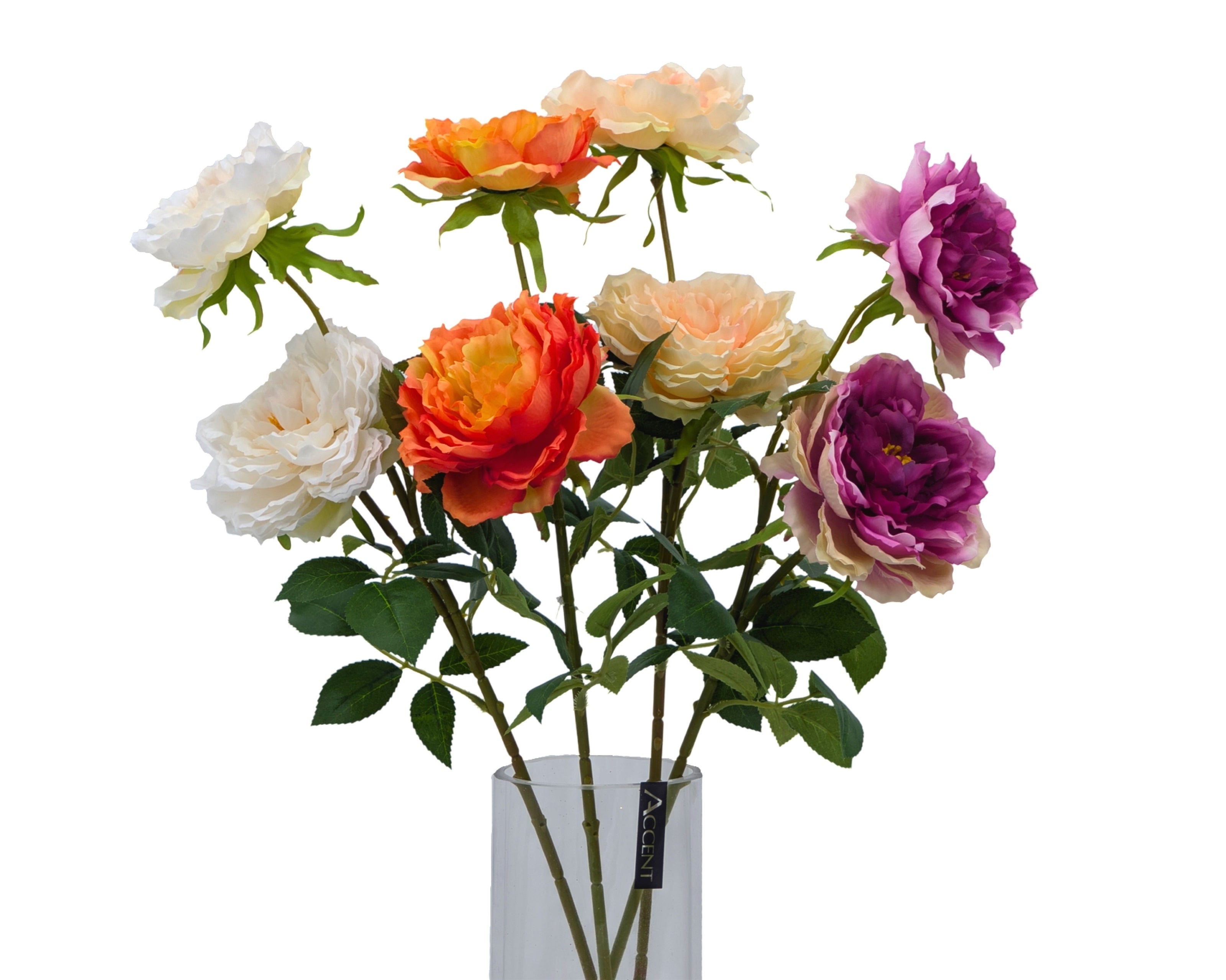 Artificial Flowers & Plants: bulk 24 Artificial Peony Stem 2 Heads 4 Assort 61cm