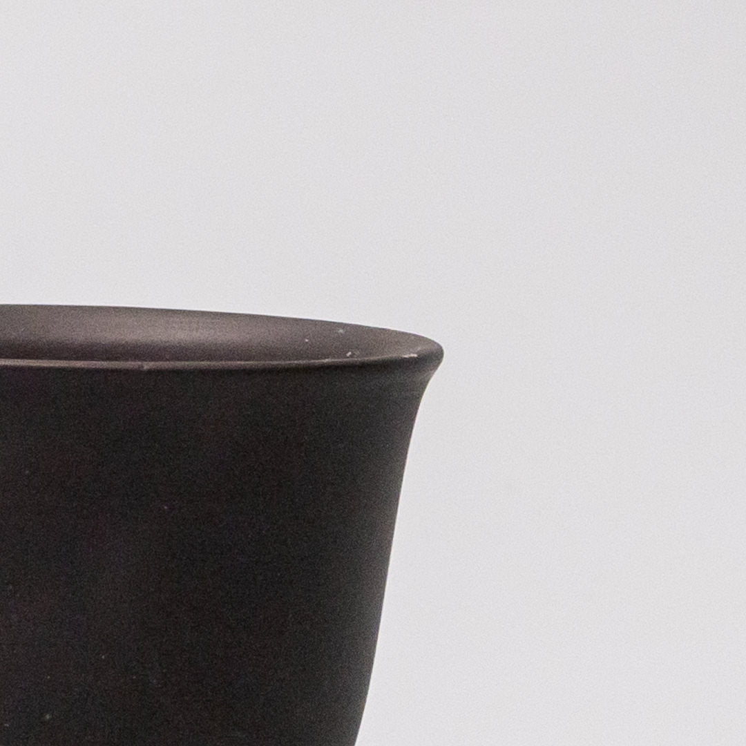Oven Mitts & Pot Holders: Sake and Tea Cup 6cm Black Matte Flared Glaze