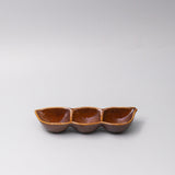 Edamame Triple Pod Dish 20cm Chestnut Brown Glaze