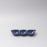 Edamame Triple Pod Dish 20cm Indigo Blue Glaze