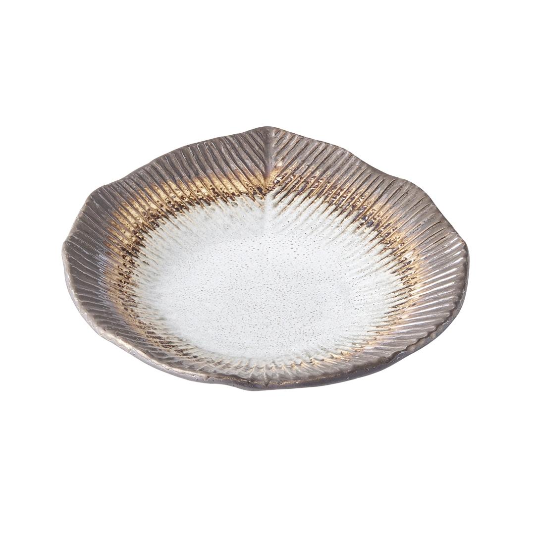 Plate Leaf Shape 16cm Akane Grey Glaze
