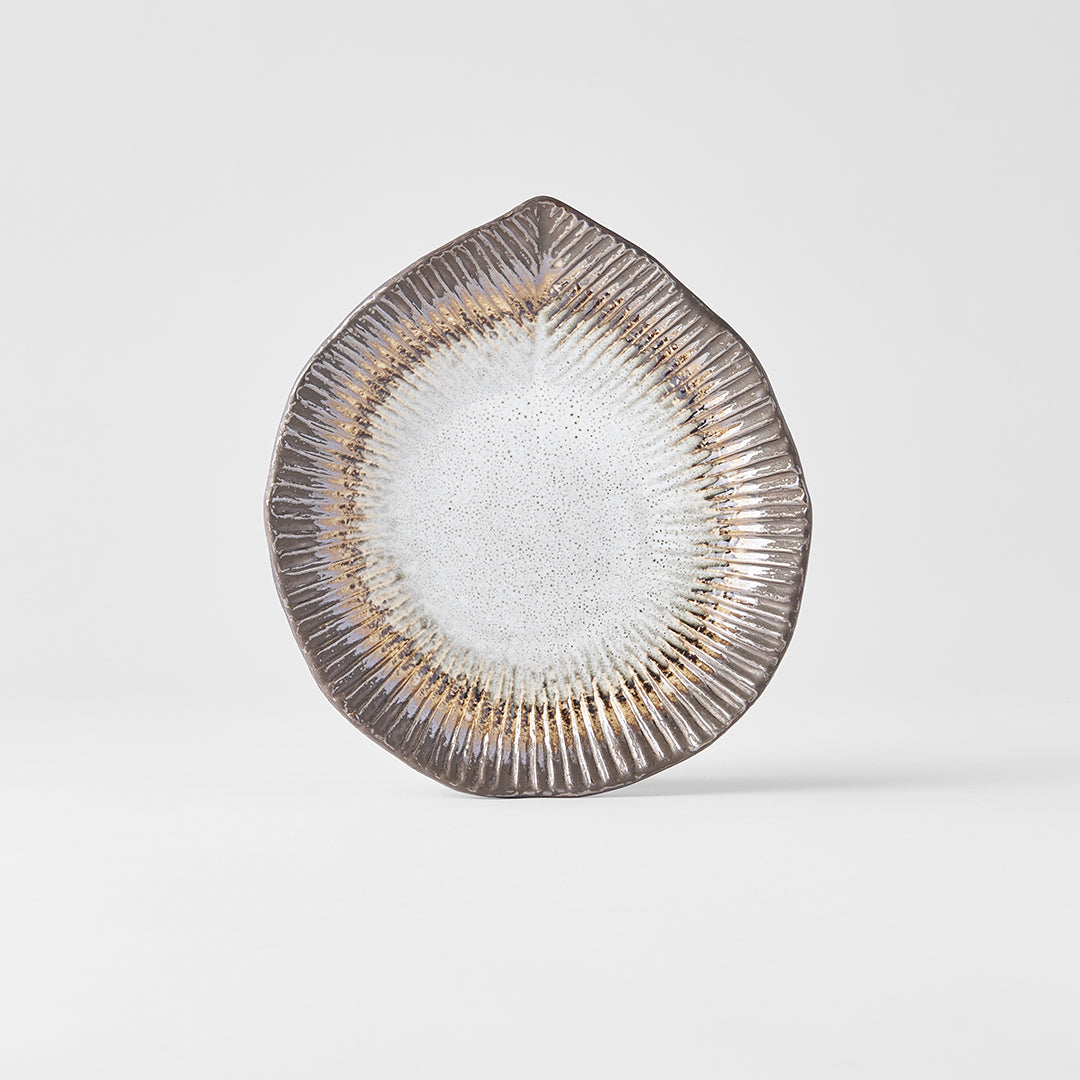 Plate Leaf Shape 16cm Akane Grey Glaze