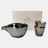 Oven Mitts & Pot Holders: Sake Set Faceted Ink Glaze