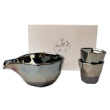 Oven Mitts & Pot Holders: Sake Set Faceted Ink Glaze