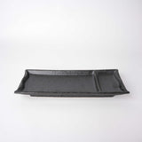 Buffets & Sideboards: Sashimi Plate Inbuilt Sauce Dish 25cm Black Bamboo Glaze