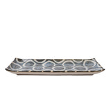 Sashimi Plate 27cm Brush Blue Ring Glaze