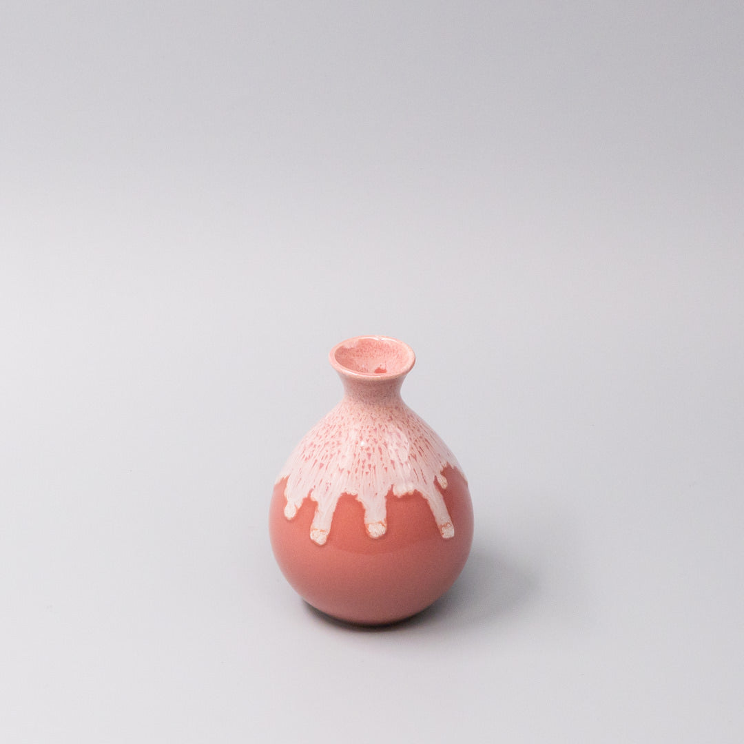 Teas & Accessories: Sake Jug 300ml Pink White Drip Glaze