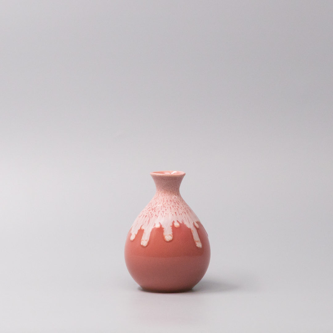 Teas & Accessories: Sake Jug 300ml Pink White Drip Glaze