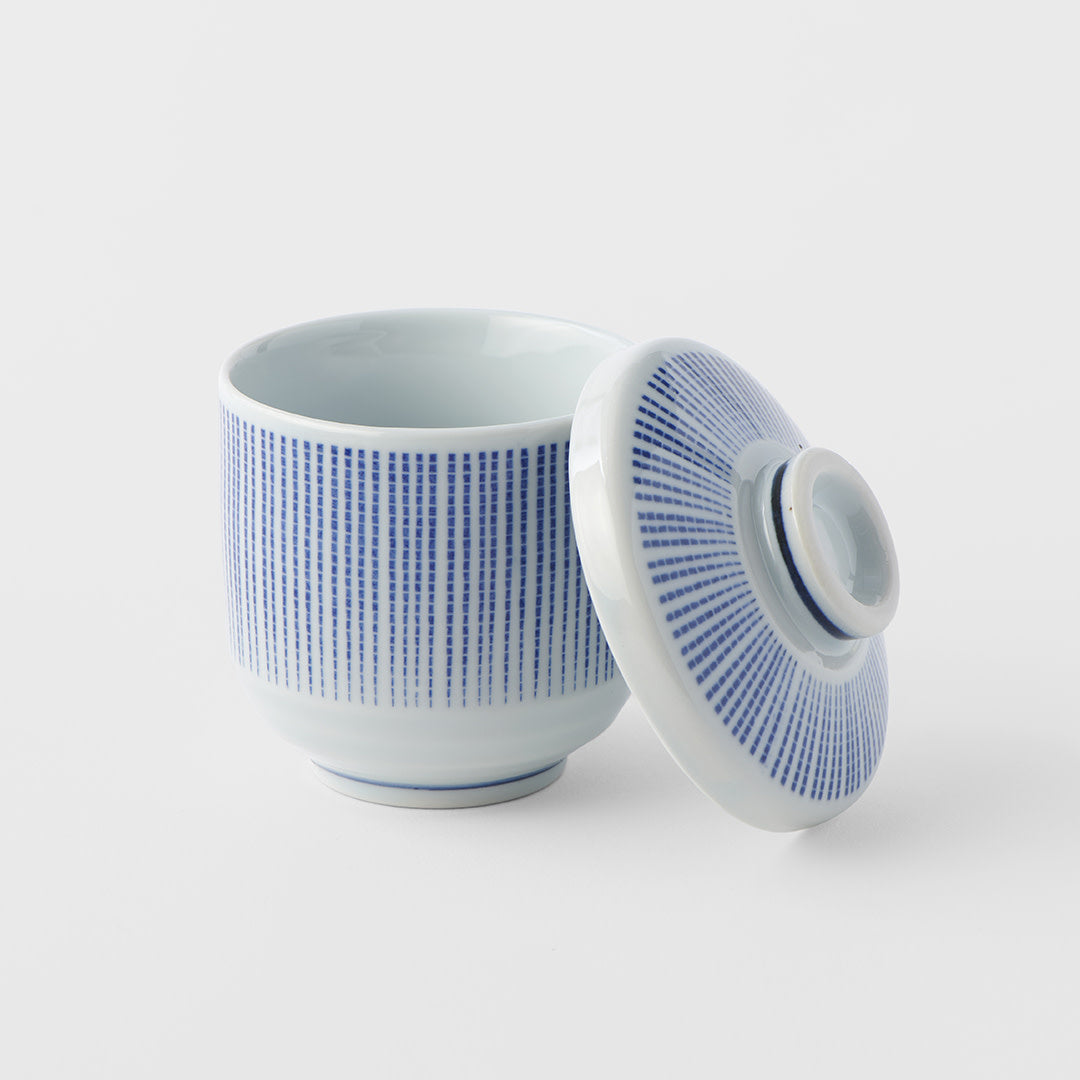 Disposable Cups: Cup Chawanmushi 150ml Blue Stripe Design