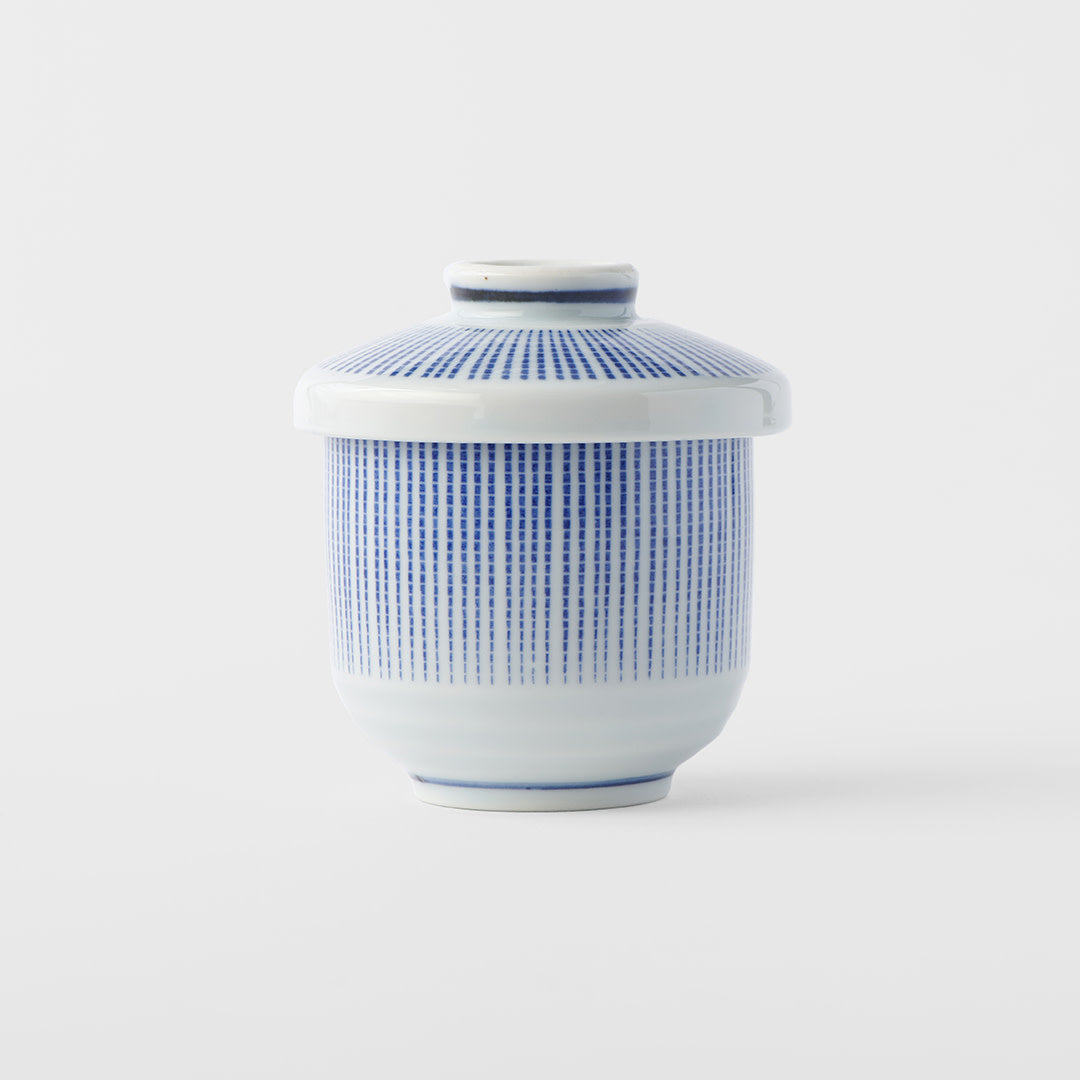 Disposable Cups: Cup Chawanmushi 150ml Blue Stripe Design