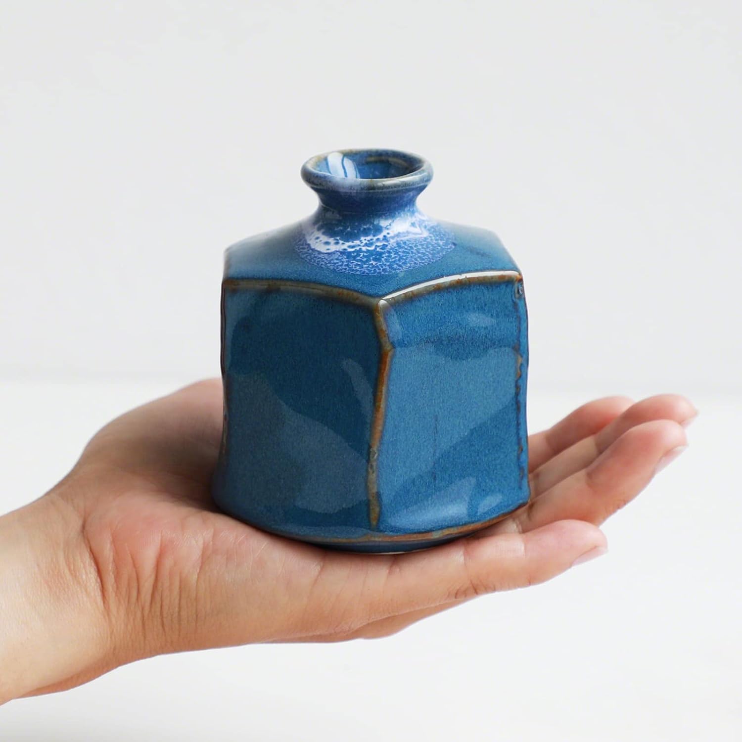 Vase Small Blue Hexagon