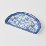 Umbrellas & Sunshades: Plate Tempura 21cm Indigo Blue Wave Design