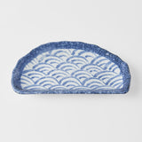 Umbrellas & Sunshades: Plate Tempura 21cm Indigo Blue Wave Design