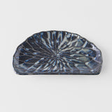 3D Wall Art: Plate D Shaped 21cm Indigo Blue Design