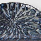 3D Wall Art: Plate D Shaped 21cm Indigo Blue Design
