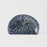 3D Wall Art: Plate D Shaped 21cm Indigo Blue Design