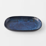 Oven Mitts & Pot Holders: Plate Oval 19cm Ridged Indigo Glaze