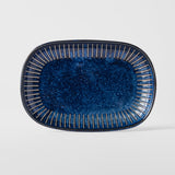 Oven Mitts & Pot Holders: Plate Oval 19cm Ridged Indigo Glaze