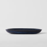 Oven Mitts & Pot Holders: Plate Oval 19cm Ridged Indigo Glaze