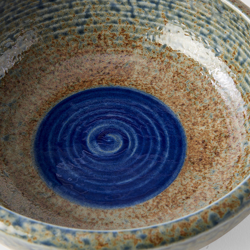 Bowl Thick Edge 24cm Earth & Sky Glaze w/ Blue pool