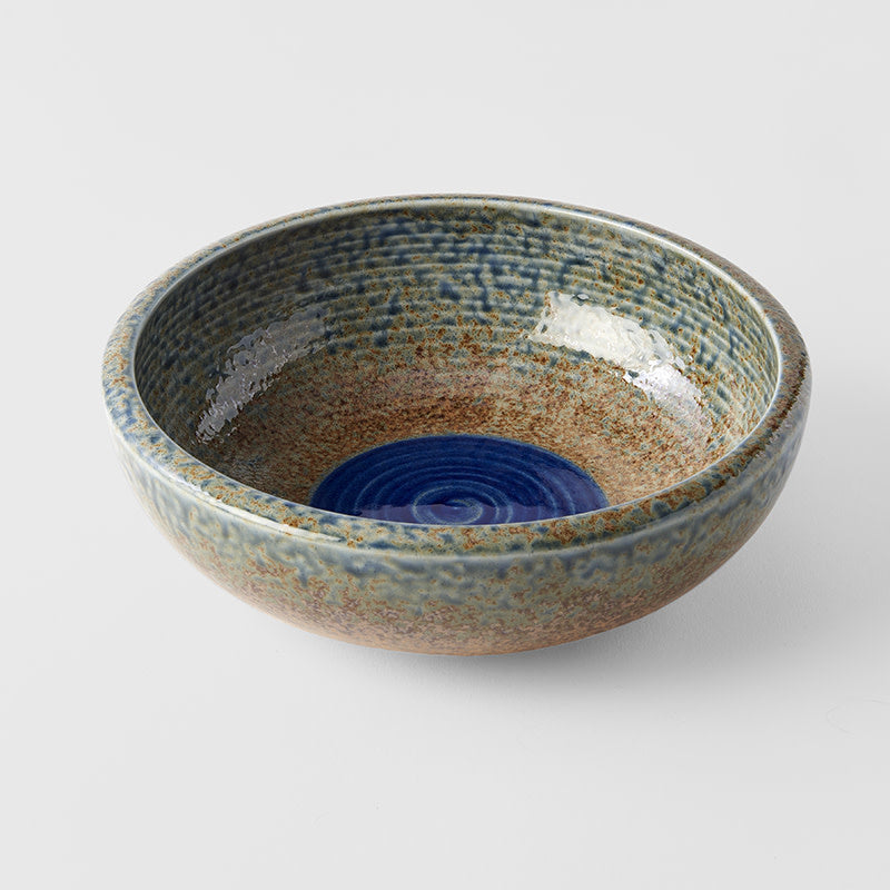 Bowl Thick Edge 24cm Earth & Sky Glaze w/ Blue pool