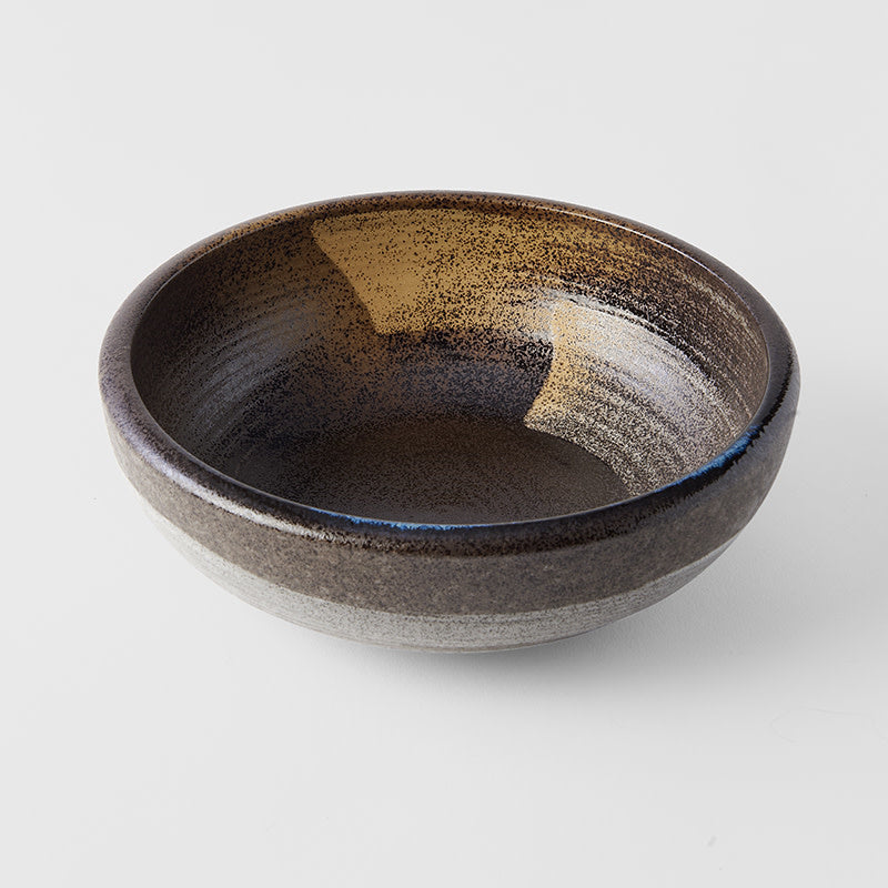Pasta Bowl 23.5cm Gold Brushstroke Glaze - Thick Edge