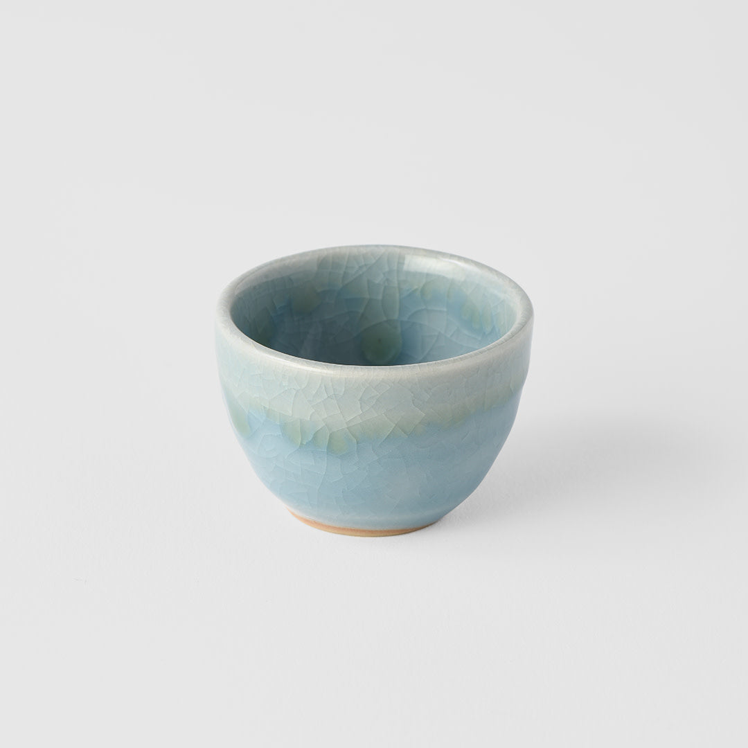 Teas & Accessories: Sake Cup 30ml Crazed Blue Glaze