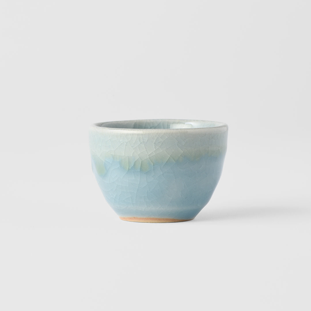 Teas & Accessories: Sake Cup 30ml Crazed Blue Glaze