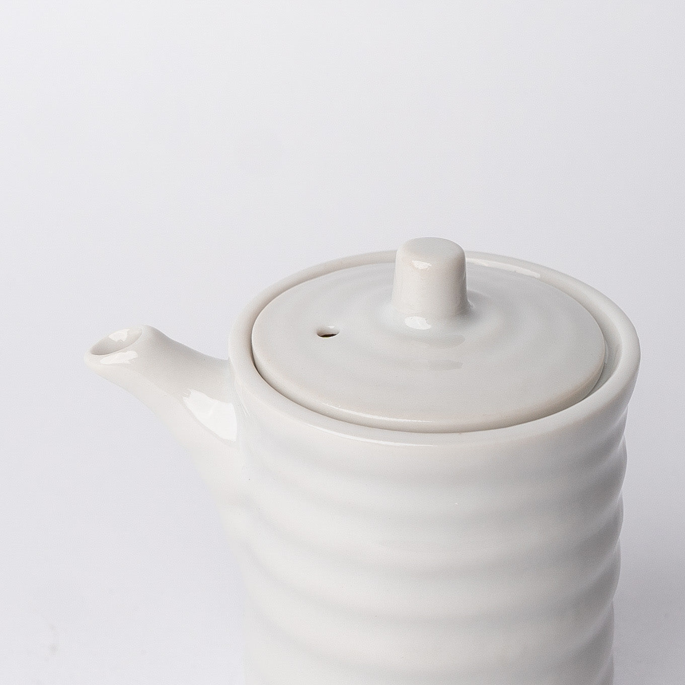 Soy Pot Ribbed 170ml White Glaze