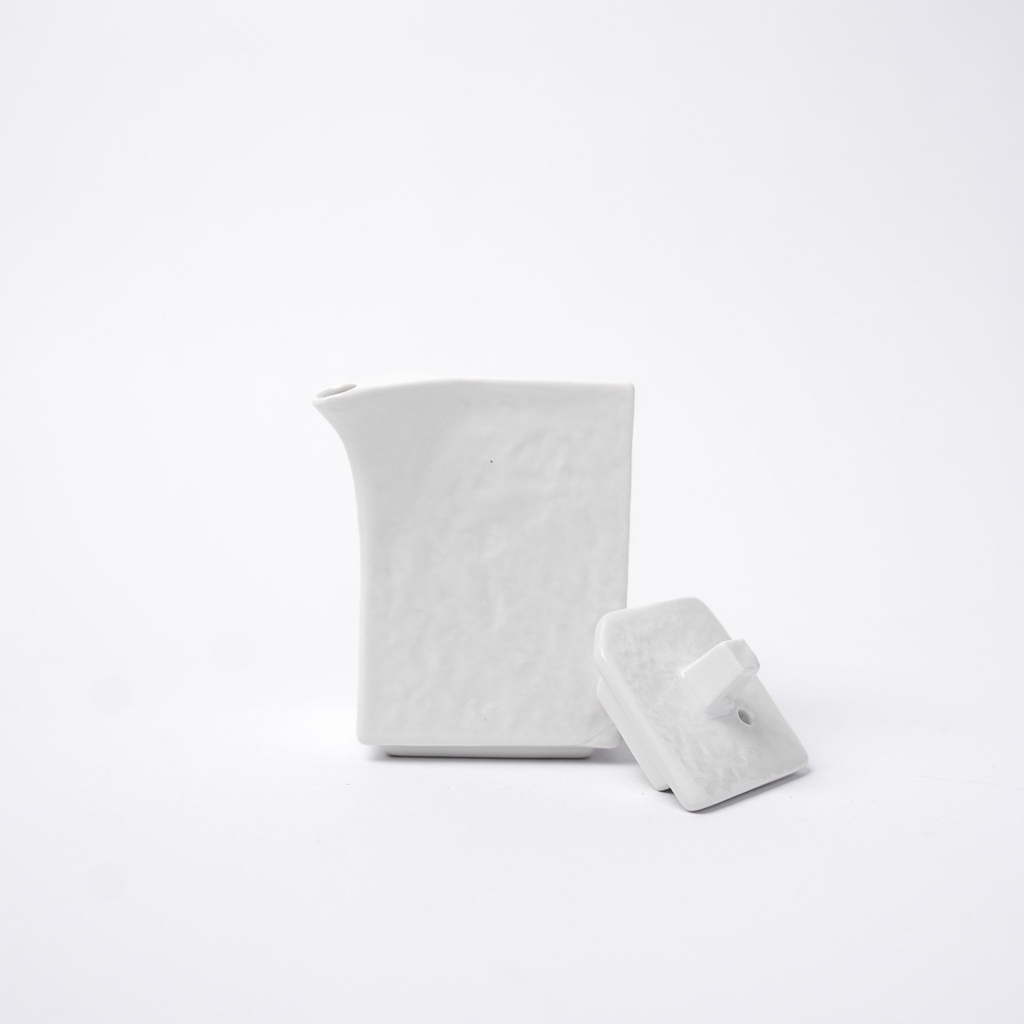 Soy Pot Squared 150ml Textured White Glaze