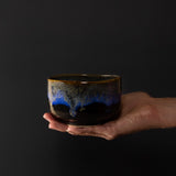 Teas & Accessories: Matcha Tea Bowl 11.5cm Blue Drip on Black