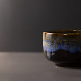 Teas & Accessories: Matcha Tea Bowl 11.5cm Blue Drip on Black