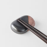 Chopsticks Rest Pebble Black Orange