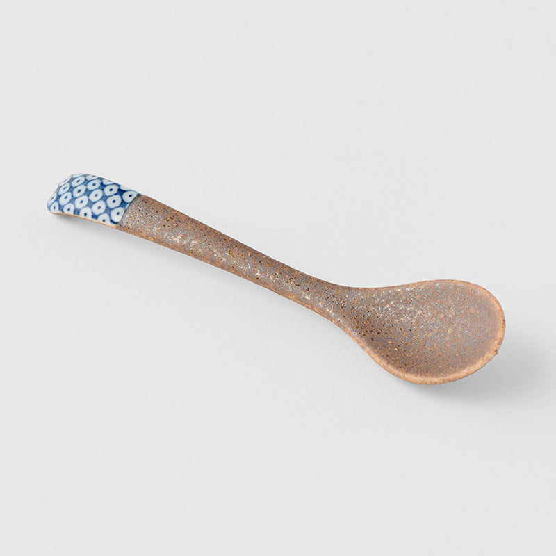 Spoon Small Bisque Indigo Shibori