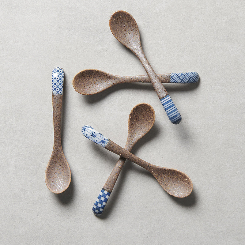 Spoon Small Bisque Indigo Shibori