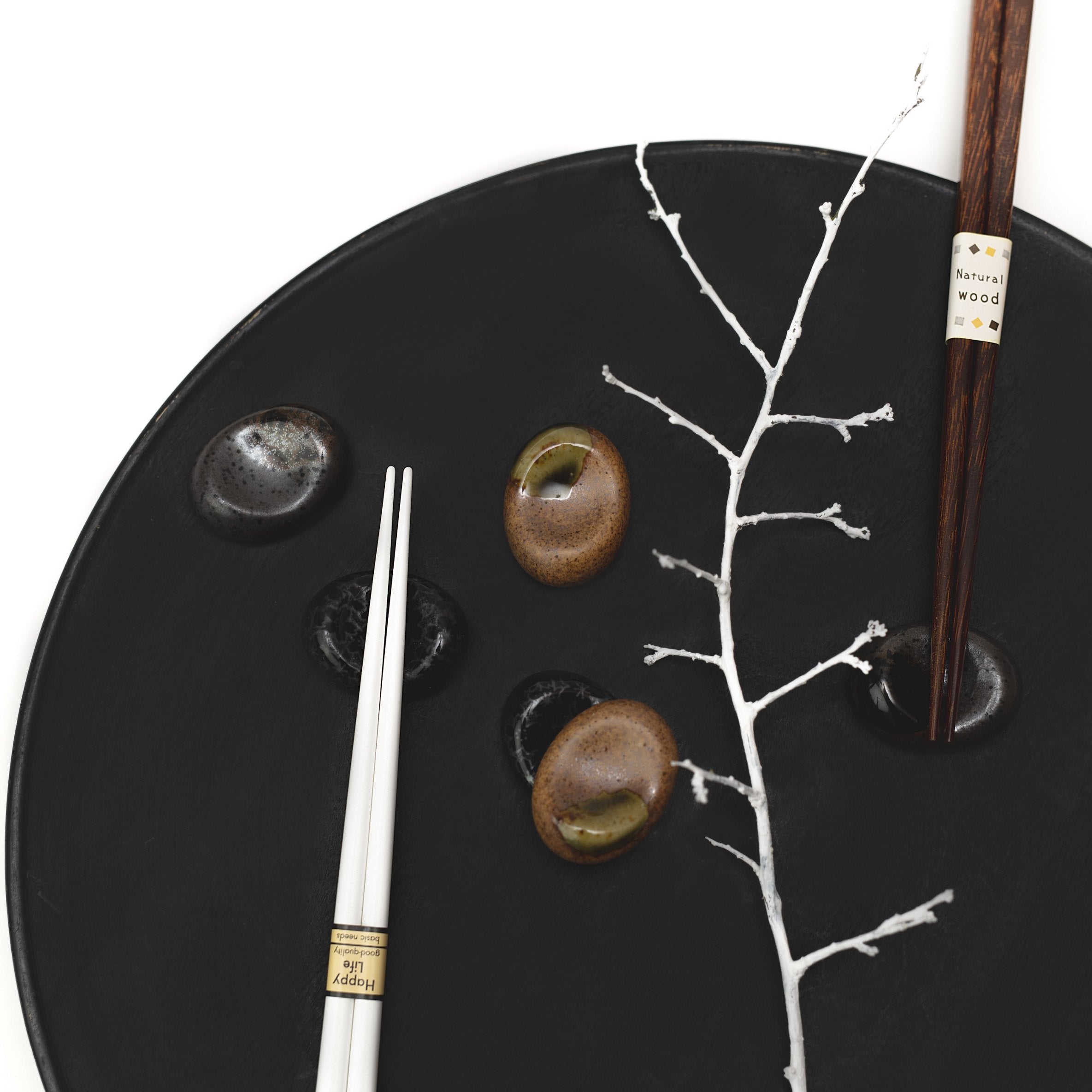 Chopstick Rest Pebble Matt Black Glaze