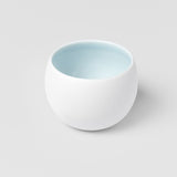 Teas & Accessories: Cup Shochu 8.5cm Matte White & Light Blue Glaze