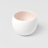 Teas & Accessories: Cup Shochu 8.5cm Matte White & Light Pink Glaze