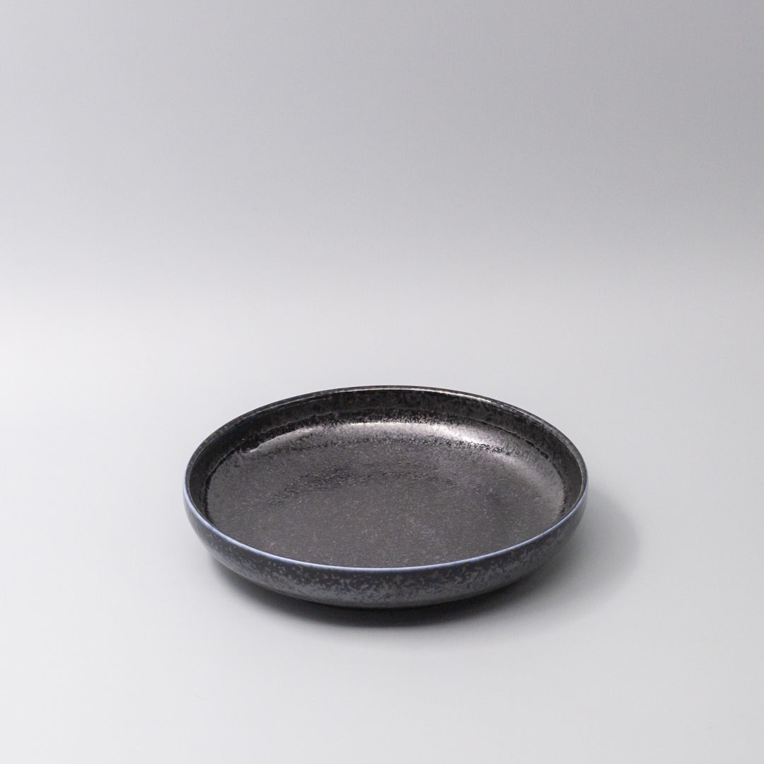 Dining Tables: Plate High Rim 22cm Midnight Pearl Glaze