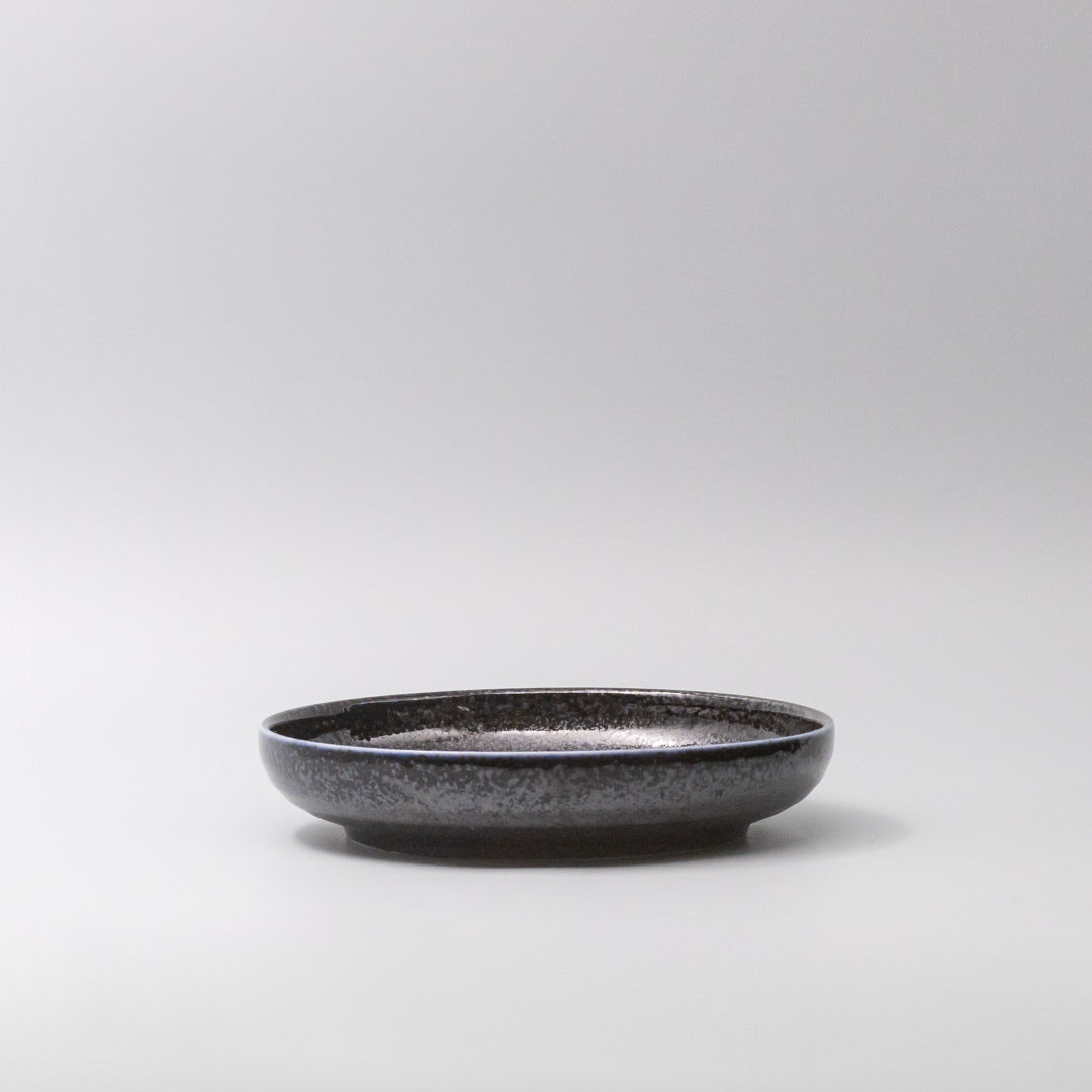 Dining Tables: Plate High Rim 22cm Midnight Pearl Glaze