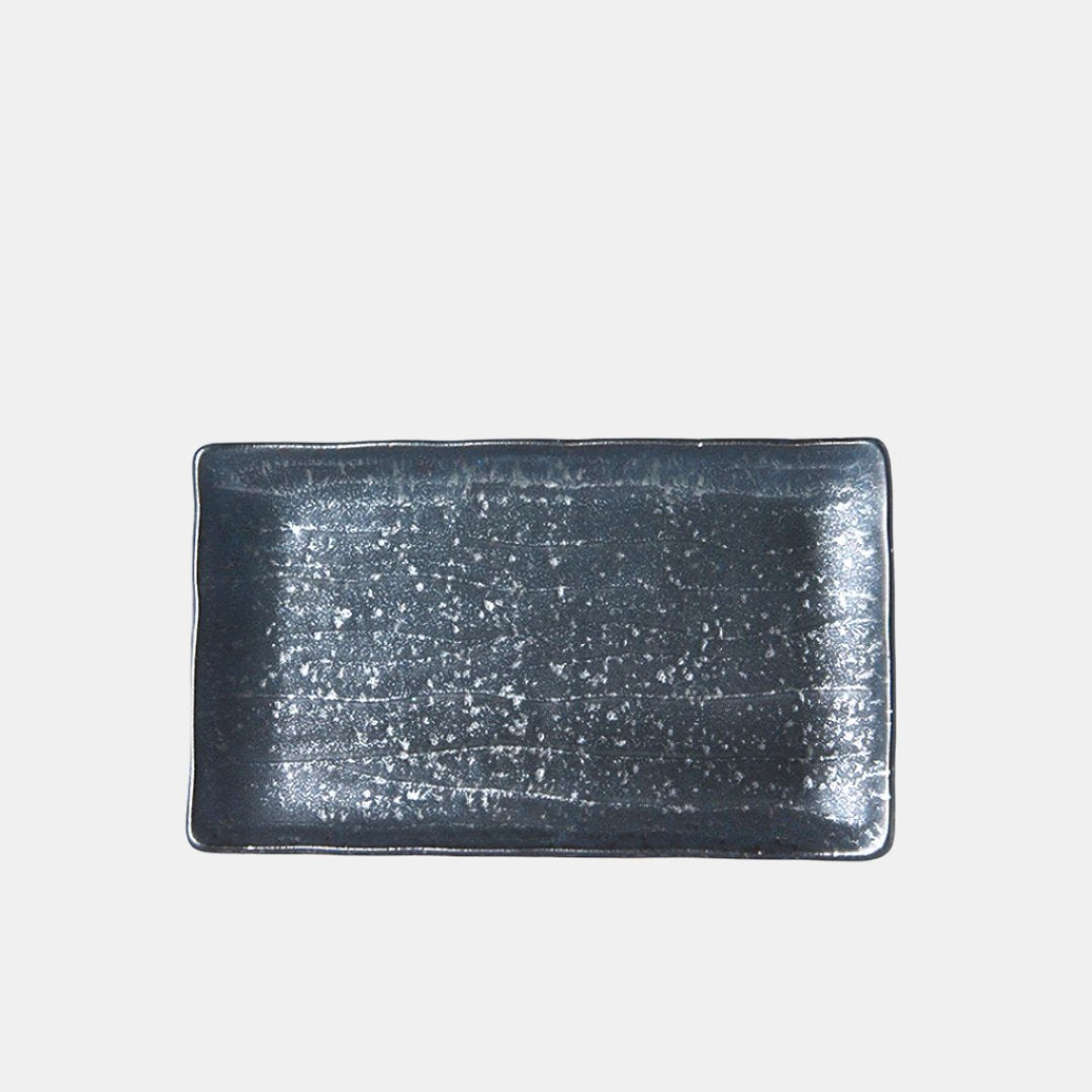 Plate Ibushi Rectangular 22cm Black Glaze