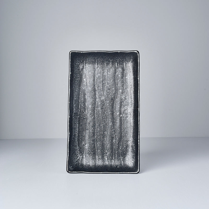 Plate Ibushi Rectangular 22cm Black Glaze