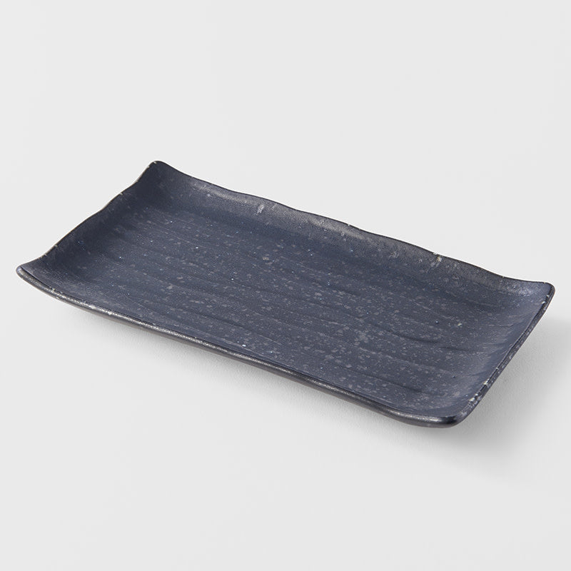 Plate Ibushi Rectangular 22cm Black Glaze