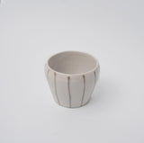 Building Materials: Cup 8cm 160ml Cream Grey Stripe Design